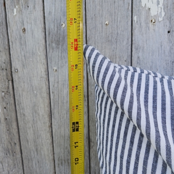 Rae Dunn Down Filling Cotton Cover Throw Pillow Stripe "Relax" White Gray - Picture 5 of 6